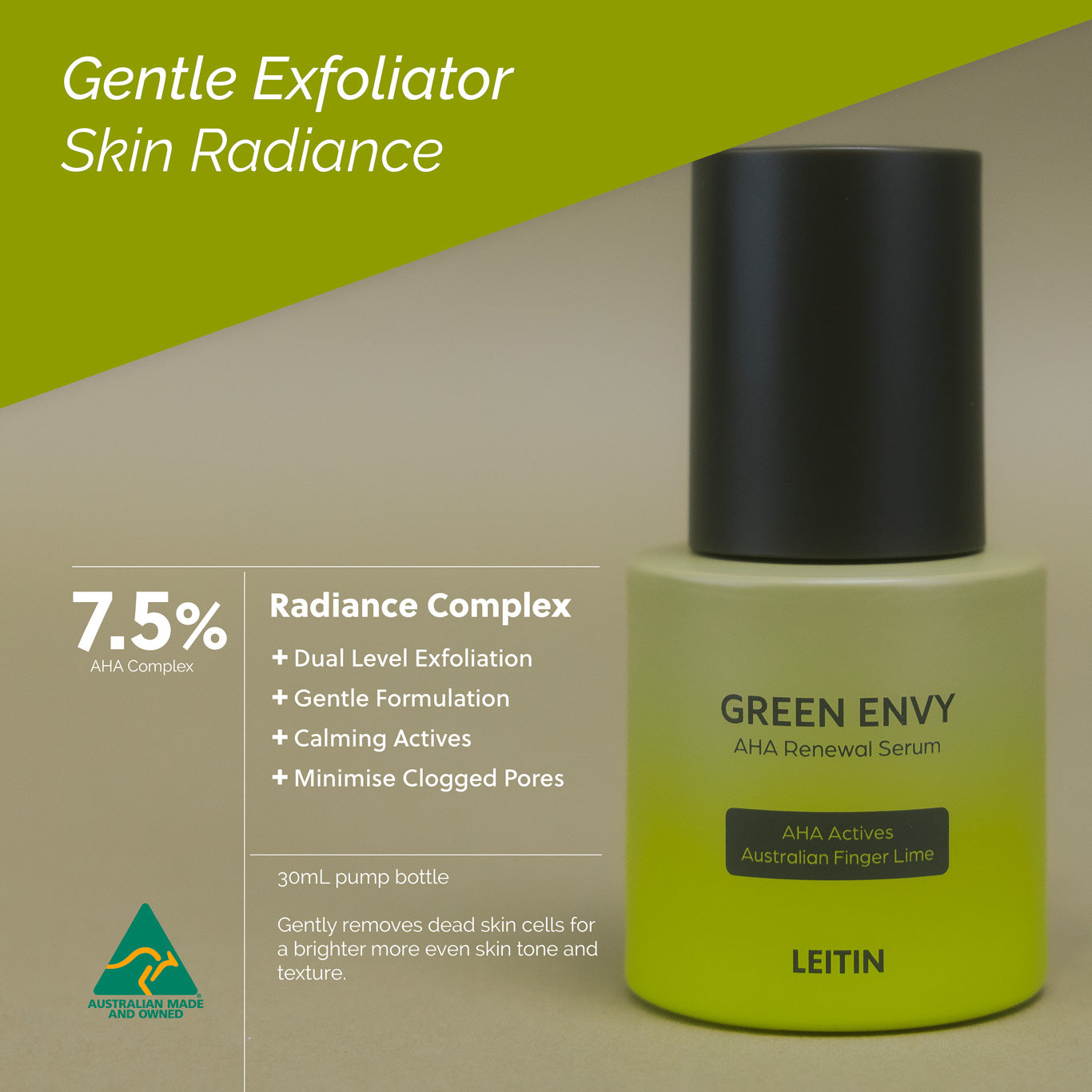 Image of LEITIN Skincare's Green Envy AHA Face Serum