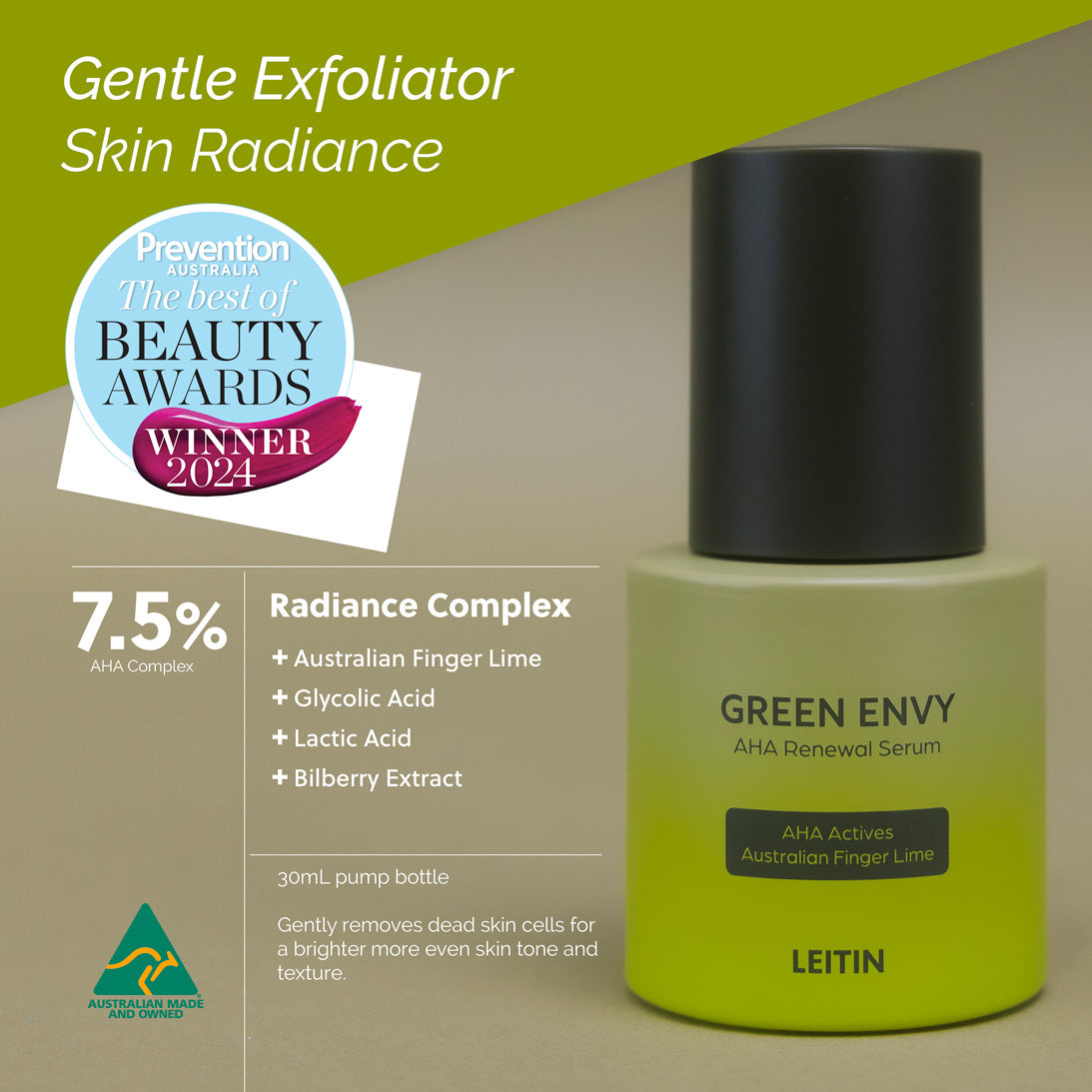 Image of LEITIN Skincare's Green Envy AHA Face Serum